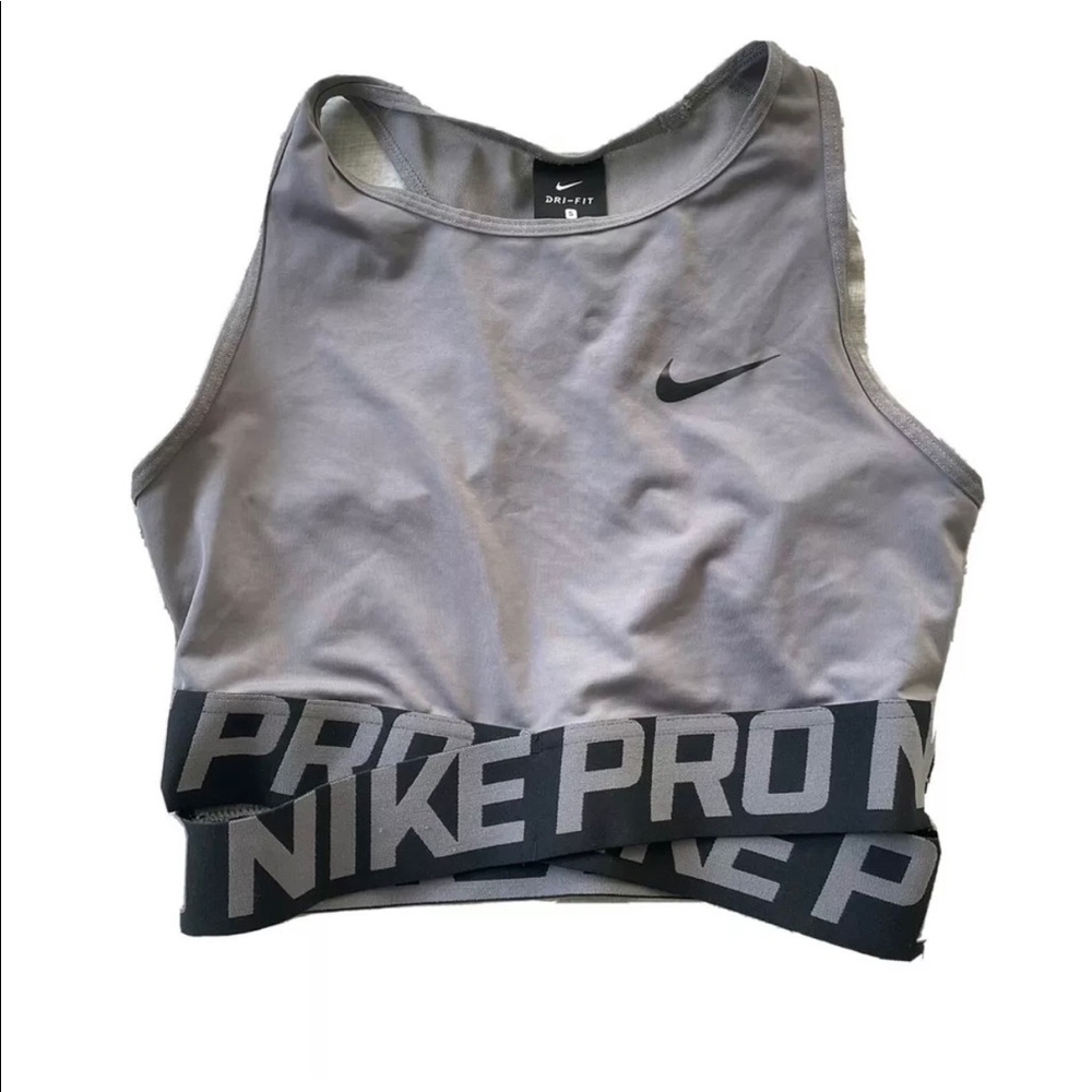 Nike Pro intertwist Crop Top Sports Bra Gray Racer